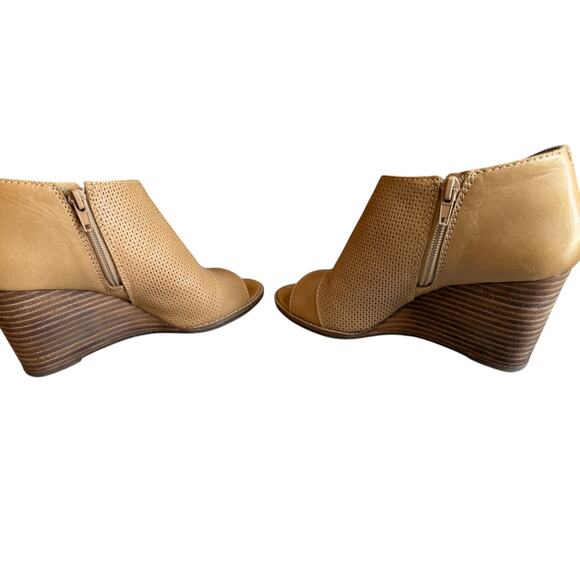 Lucky Brand Leather Jedrek Open Toe Cut out Ankle Booties Tan 6.5 - Picture 5 of 6